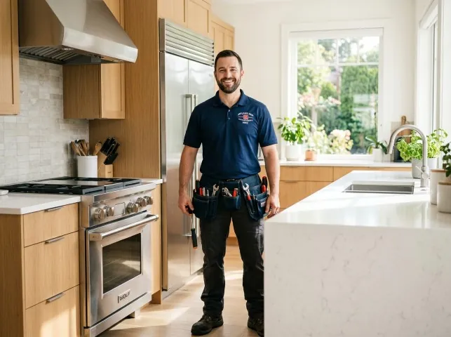 Appliance Repair Hero technician in a Abington, PA kitchen after an appliance repair